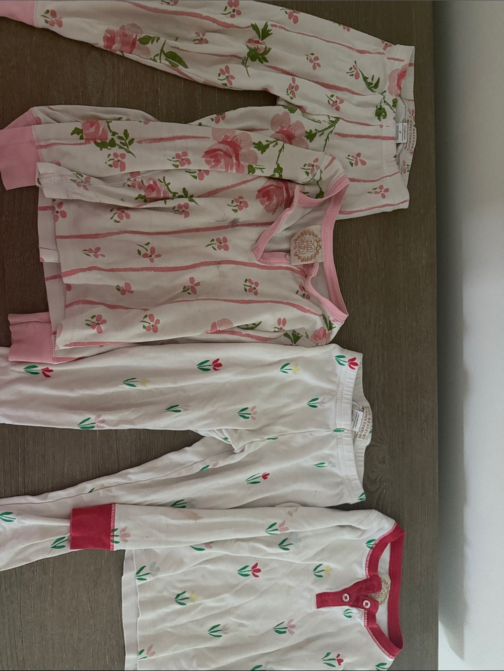 The Beaufort Bonnet Company Pink and White Floral Girls' Pajama Sets